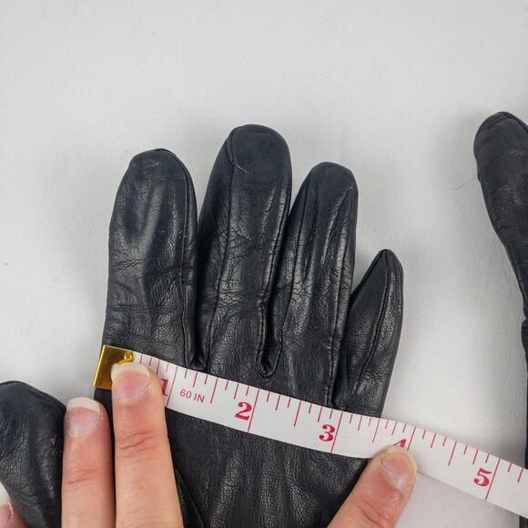 Grandoe Vintage Soft Black Vegan Leather Gloves Medium 7 - Picture 9 of 16